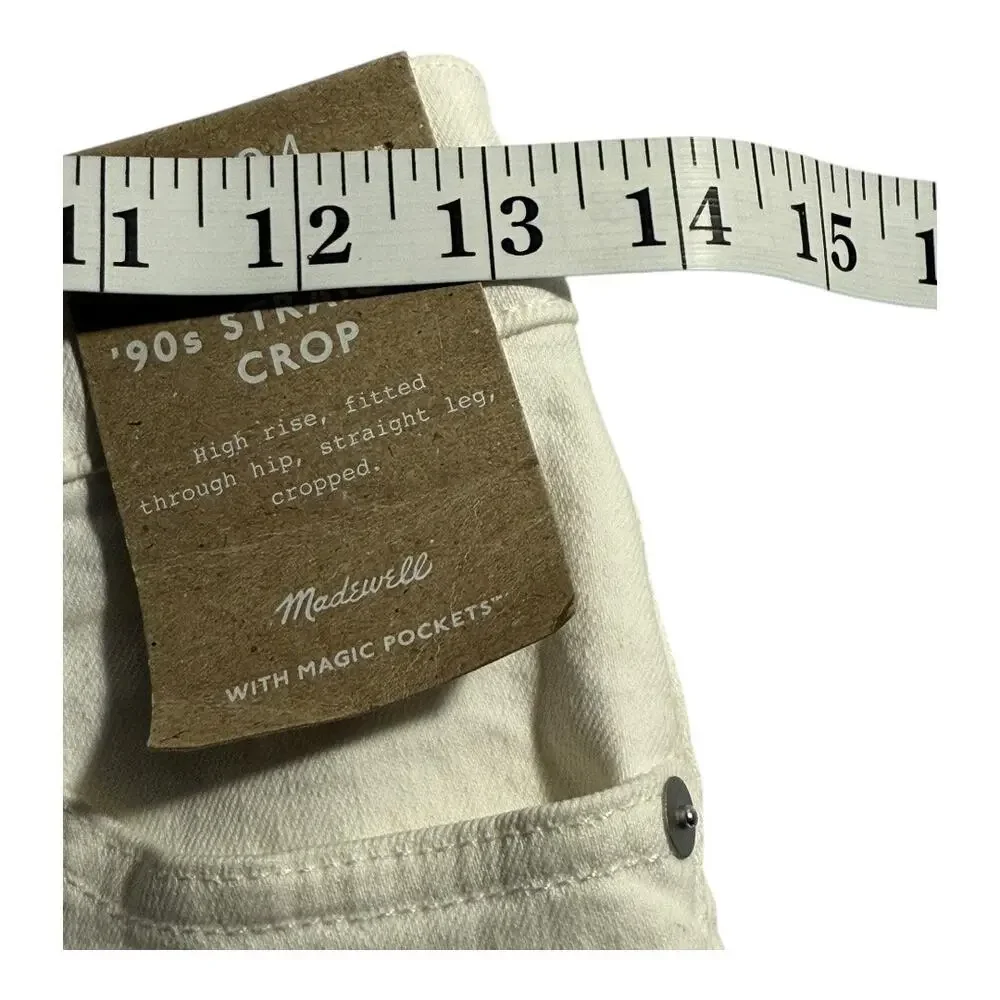 NEW Madewell Women’s Size 0 (24) Tile White The '90s‎ Straight Crop Jean NWT